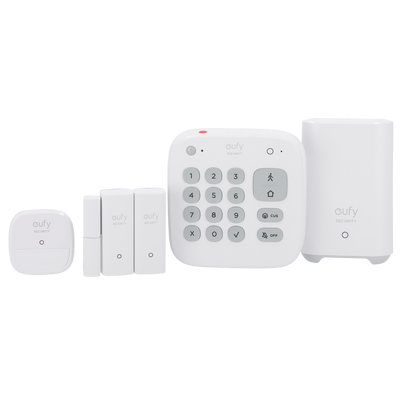 Kit di allarme Eufy by Anker - HomeBase WiFi/LAN/RF - Tastiera stand-alone con batteria - 2 sensori di apertura wireless - 1 rilevatore di presenza PIR wireless - App Eufy Security