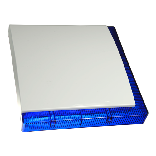 Sirena per esterni cablata - Certificato di grado 3 - Pressione sonora massima 109 dBA - Flash di 1 segnalizzazione barra LED - Luce blu e frontale personalizzabile - Batteria di backup inclusa