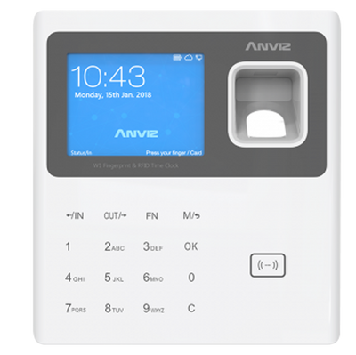 Terminal  Controllo Presenza Anviz - Impronte digitali, schede RFID e tastiera - 3000 registrazioni / 100000 registri - TCP/IP, WiFi e USB Flash - 8 Modi di Controllo presenze - Software Anviz CrossChex