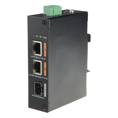 Switch HiPoE X-Security - 2 porte PoE + 1 Porta Uplink (SFP) - Velocità 10/100/1000 Mbps - Consumo massimo 60W [%VAR%] - 2 Porte HiPoE - Installazione su guida DIN