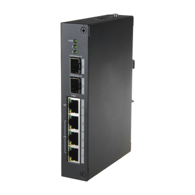 Switch PoE X-Security - 4 porte PoE + 2 porte SFP di fibra - Velocità 10/100 Mbps - 60W porta 4 / 30W porta 1-3 / Massimo 96W - Hi-PoE / IEEE802.3at (PoE+) / af (PoE+) - Montaggio su guida DIN