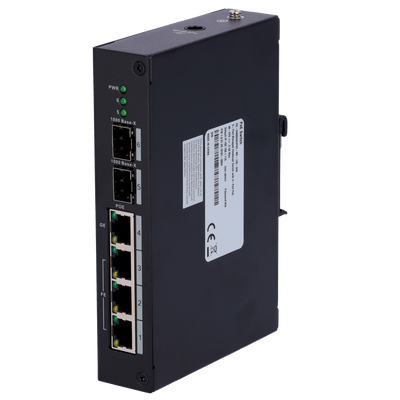 Switch PoE X-Security - 3 porte FE + 1GE + 2  SFP GE - 60W porta 4 / 30W porta 1-3/ Massimo 120W - Hi-PoE / IEEE802.3at (PoE+) / af (PoE) - Montaggio su guida DIN - VLAN/STP/RSTP/SNMP/Loop Detection