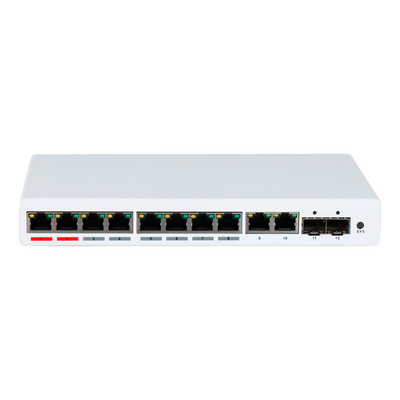 Switch PoE X-Security - 8 porte PoE + 2 Uplink RJ45 + 2 SFP - Velocità 10/100/1000 Mbps - 90W porta 1-2 / 30W porta 3-8 / Massimo 120W - VLAN/STP/RSTP/MSTP/ACL/QoS/802.1X - LACP/Static LAG/IGMP Snooping/Port Mirroring