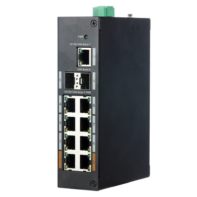 Switch Industrial X-Security - 8 porte RJ45 + 2 porte SFP + 1 porta RJ45 - Velocità 10/100/1000 Mbps - 2x Porte HiPoE + 6x Porte PoE+ - Potenza PoE totale 120W - Installazione su guida DIN