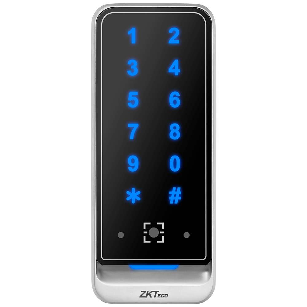 Lettore di accesso - Accesso tramite codice QR, scheda EM e PIN - indicatore LED e acustico - Wiegand 26/34 | RS485 - Compatibile con i controller ZKTeco - Adatto per esterni IP65